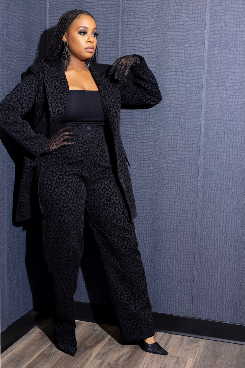 BLACK LEOPARD POWER SUIT (Pre Order)