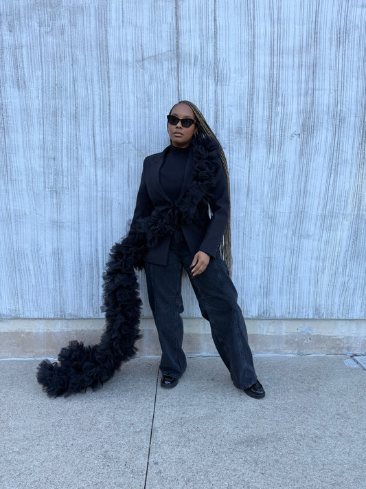 Black Tulle Floor-Length Couture Women’s Suit (Pre-Order)