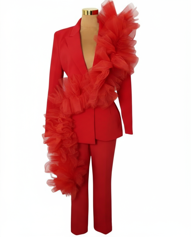 The Audacity Suit In Scarlet Mid Length (Pre-Order)