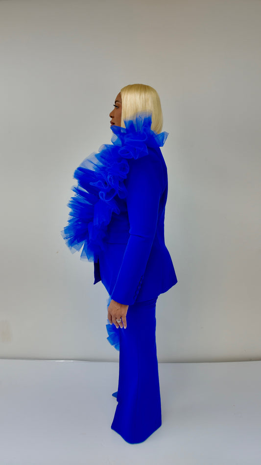 Royal Blue Tulle Mid-Length Couture Women’s Suit (Pre-Order)
