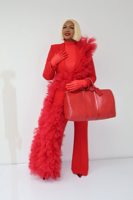 Red Tulle Floor-Length Couture Women’s Suit (Pre-Order)