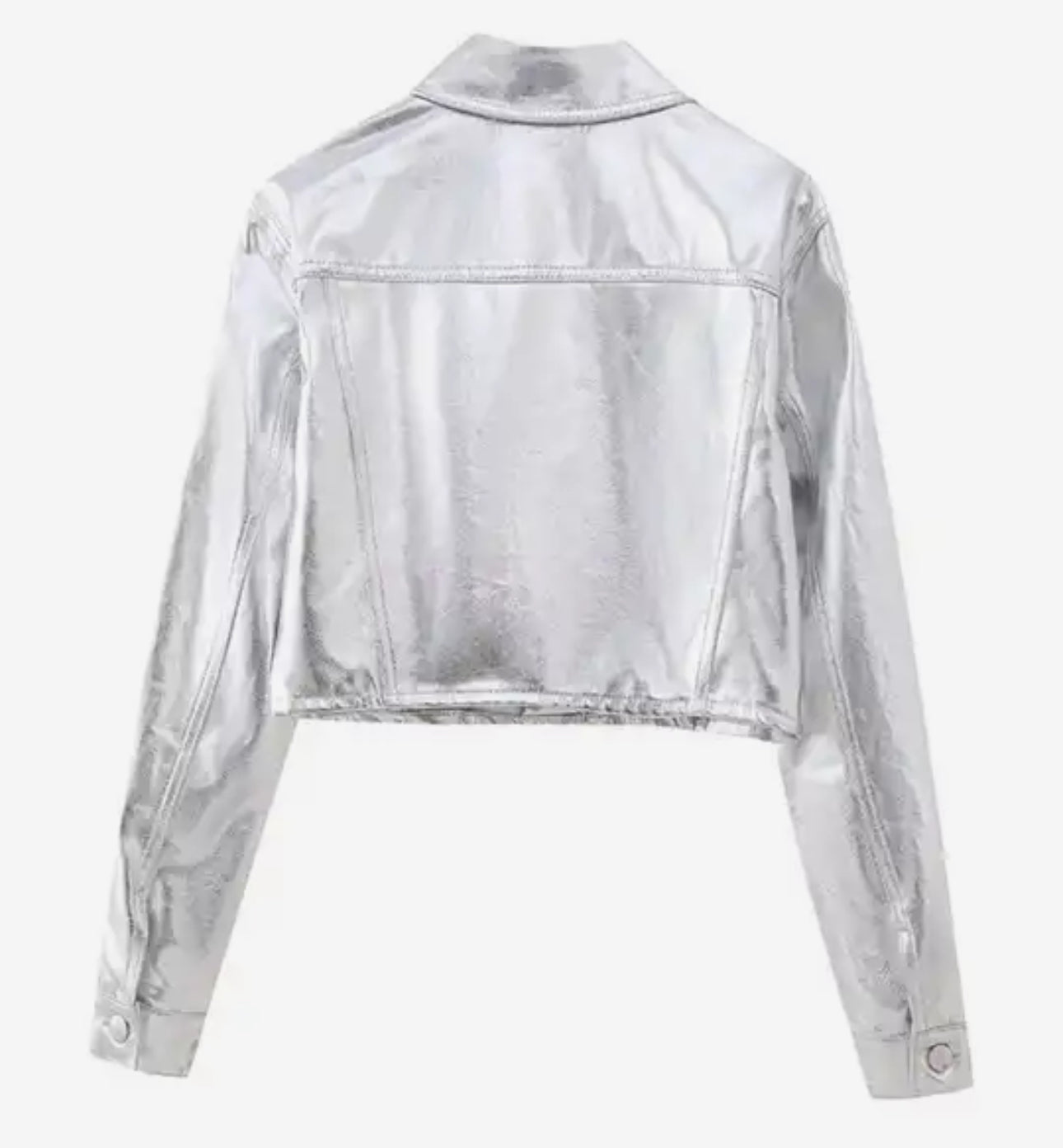 Metallic Silver Cropped Jacket (Pre-Order)